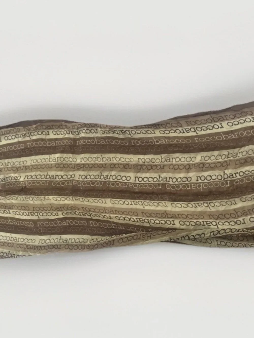 Vintage Roccobarocco Logo Scarf Brown Tan Sheer Italy Designer Wrap Shawl